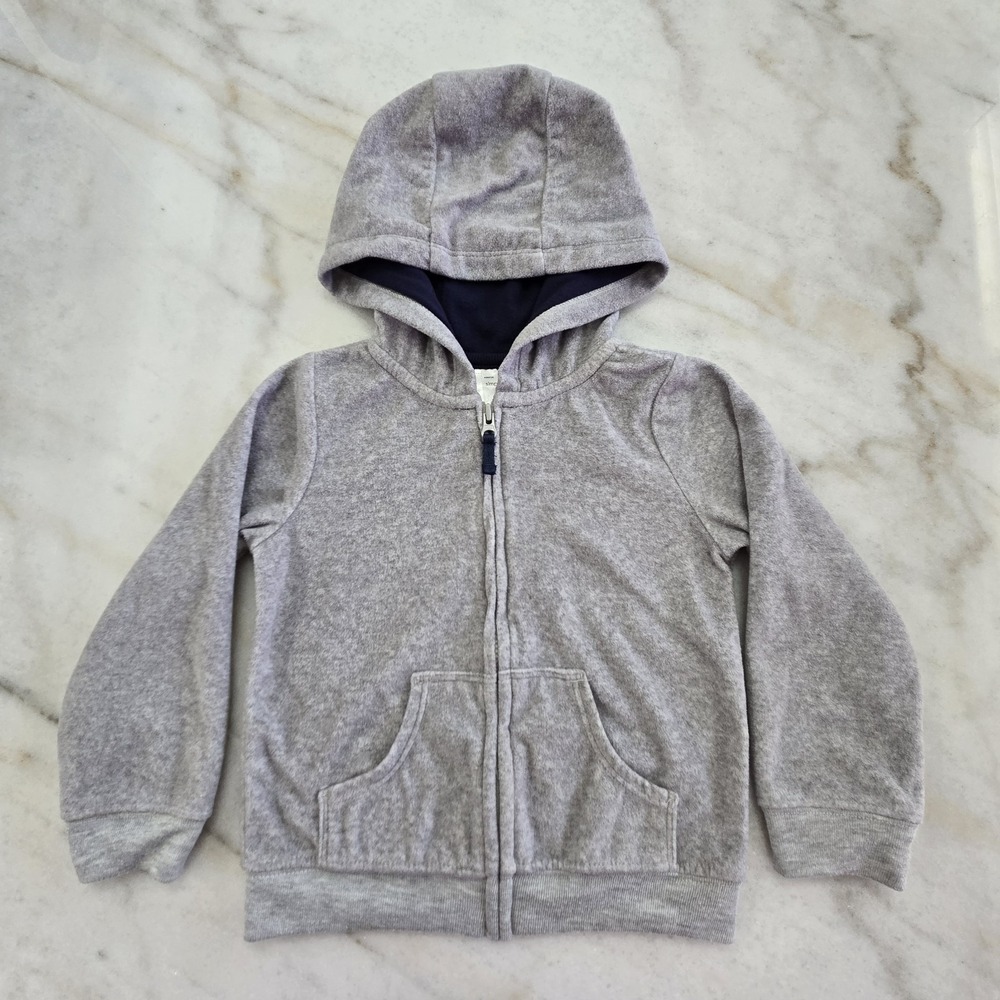 Simple Joys by Carter's Boys 24M Full Zip Hooded Jacket Gray Fleece Cozy Toddler